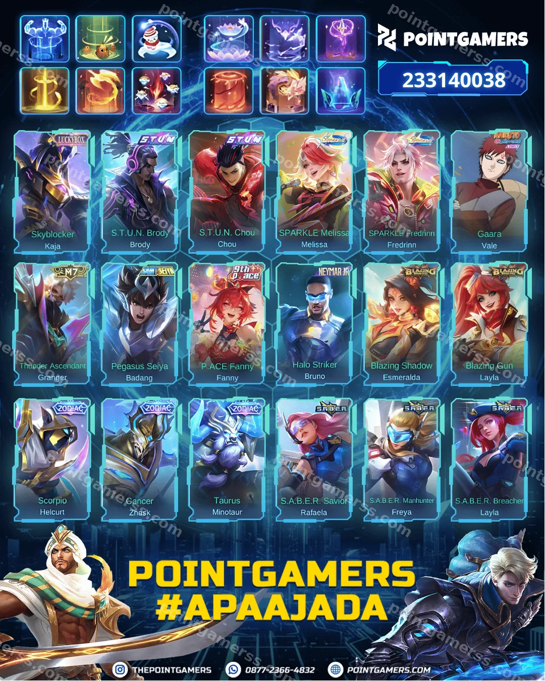 LAYLA LEGEND, LESLEY LEGEND, FRANCO LEGEND, ALUCARD LEGEND, VALIR LEGEND 2