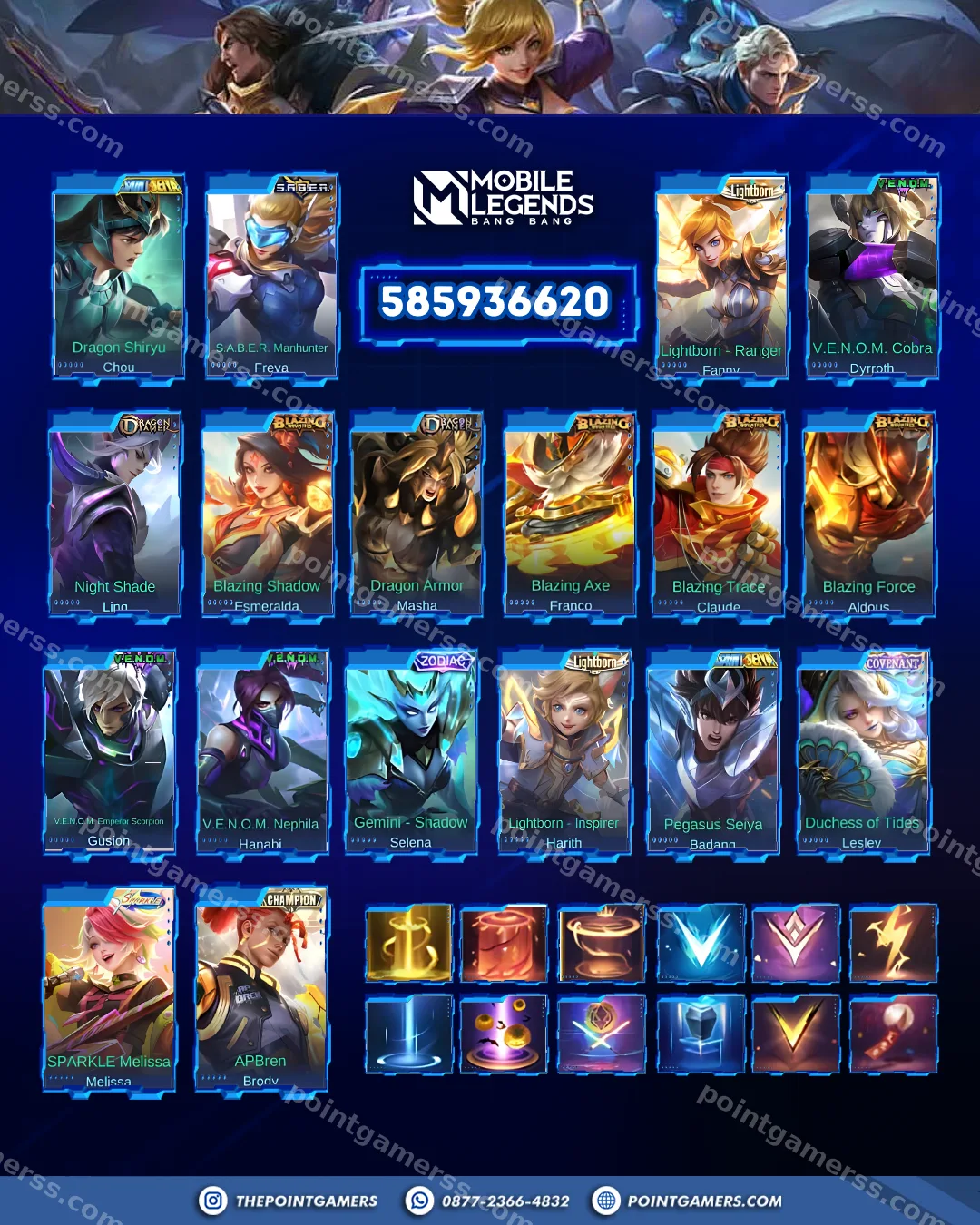 ALUCARD LEGEND, FRANCO LEGEND, JOHNSON LEGEND, LESLEY LEGEND 4