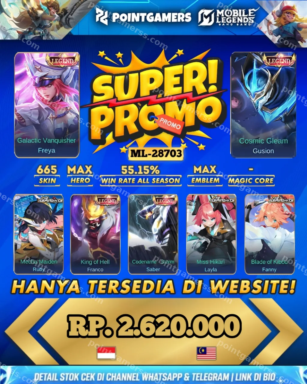 ML-28703 - PROMO FREYA LEGEND, GUSION LEGEND, FRANCO LEGEND, SABER LEGEND