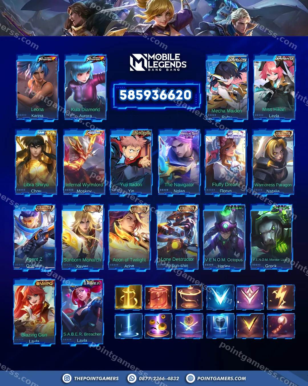 ALUCARD LEGEND, FRANCO LEGEND, JOHNSON LEGEND, LESLEY LEGEND 3